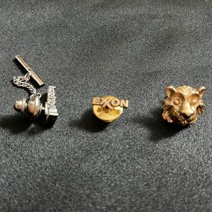 Trio of Oil Rig, EXXON, EXXON Tiger Tie Tacks